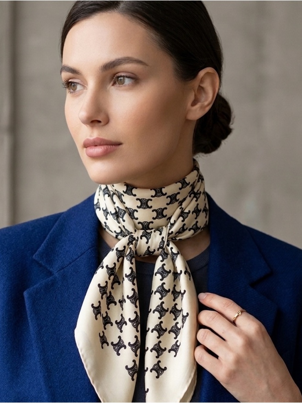 🆕 CELINE Patterned Logo Silk Scarf